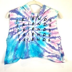 5 FOR $20 Tie-Dye Friends Cropped Distressed Hoodie